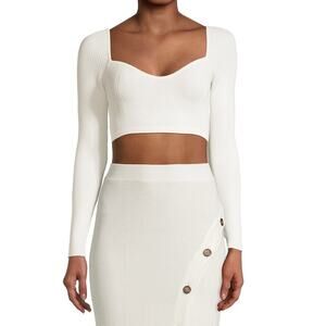 SIGNIFICANT OTHER Dacia Sweetheart Rib Knit Crop Top In Ivory Size XS NWOT